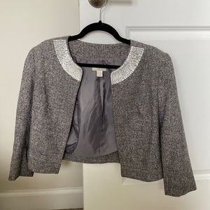 LOFT cropped 3/4 sleeve tweed jacket